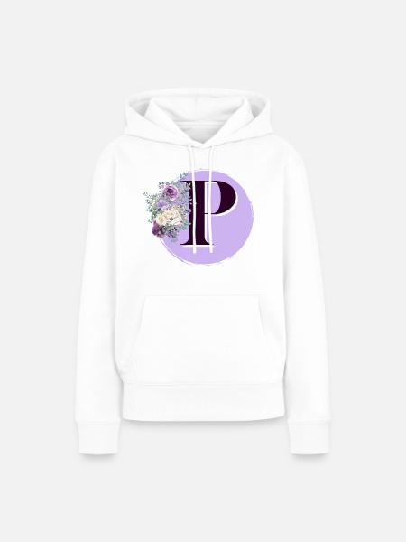 Buchstabe P Blumenkrone - Frauen Premium Bio Hoodie - Weiß
