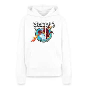 Schönes walisisches rotes Drachenlogo - Frauen Premium Bio Hoodie - Weiß - Vorne - Julia (174cm)
