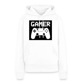 joueur - Sweat à capuche Premium bio Femme - blanc - Devant - Julia (174cm)