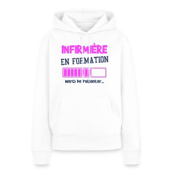 infirmière en formation cadeau femme - Sweat à capuche Premium bio Femme - blanc - Devant - Julia (174cm)