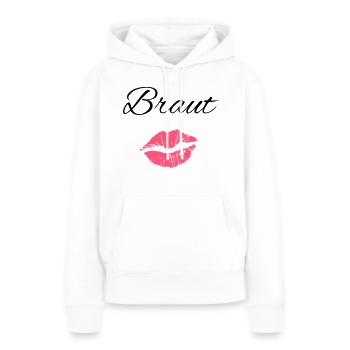 Embrasser les lèvres mariée mariage amour baiser enterrement de vie de jeune fille - Sweat à capuche Premium bio Femme - blanc - Devant - Julia (174cm)