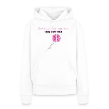 Doux en surface, pointu en dessous Esthétique - Sweat à capuche Premium bio Femme - blanc - Devant - Julia (174cm)