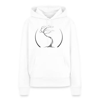 tao zen tree - Sweat à capuche Premium bio Femme - blanc - Devant - Julia (174cm)