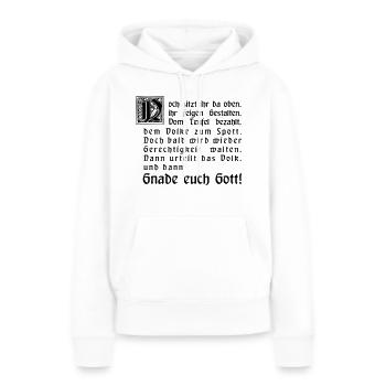 grâce à Dieu ★ ★ vecteur de propagation Esprit - Sweat à capuche Premium bio Femme - blanc - Devant - Julia (174cm)