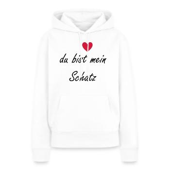du bist mein schatz mit Herz - Frauen Premium Bio Hoodie - Weiß - Vorne - Julia (174cm)