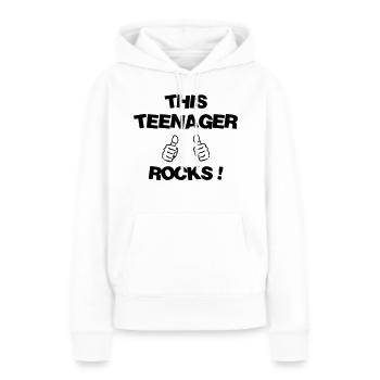 adolescent / enfant / ado / adolescente - Sweat à capuche Premium bio Femme - blanc - Devant - Julia (174cm)