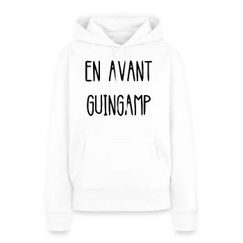 en avant Guingamp - Sweat à capuche Premium bio Femme - blanc - Devant - Julia (174cm)