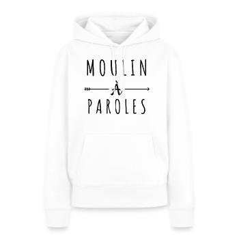 Moulin à paroles - Sweat à capuche Premium bio Femme - blanc - Devant - Julia (174cm)