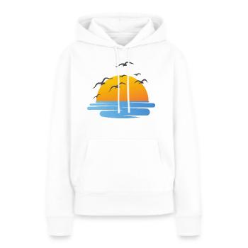 Coucher du soleil et oiseaux aquatiques - Sweat à capuche Premium bio Femme - blanc - Devant - Julia (174cm)