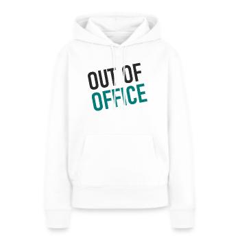 absent du bureau - Pas au bureau - ausserhaus - Sweat à capuche Premium bio Femme - blanc - Devant - Julia (174cm)