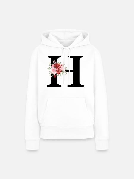 Roter Blumenbuchstabe H - Frauen Premium Bio Hoodie - Weiß