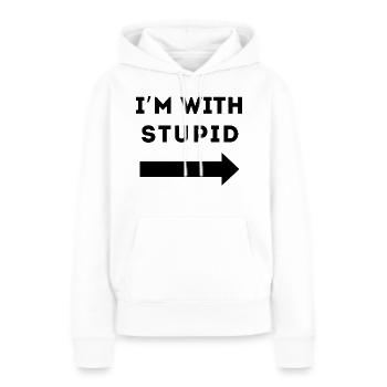 JE SUIS AVEC STUPIDE - Sweat à capuche Premium bio Femme - blanc - Devant - Julia (174cm)