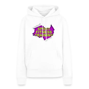 SPORT FITNESS TRAINING - Sweat à capuche Premium bio Femme - blanc - Devant - Julia (174cm)