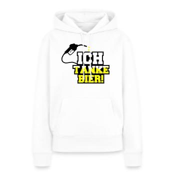 Je fais le plein de bière 01 - Sweat à capuche Premium bio Femme - blanc - Devant - Julia (174cm)