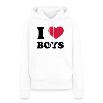 I Love Boys - Sweat à capuche Premium bio Femme - blanc - Devant - Julia (174cm)