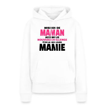 nouveau challenge être la meilleure mamie - Sweat à capuche Premium bio Femme - blanc - Devant - Julia (174cm)