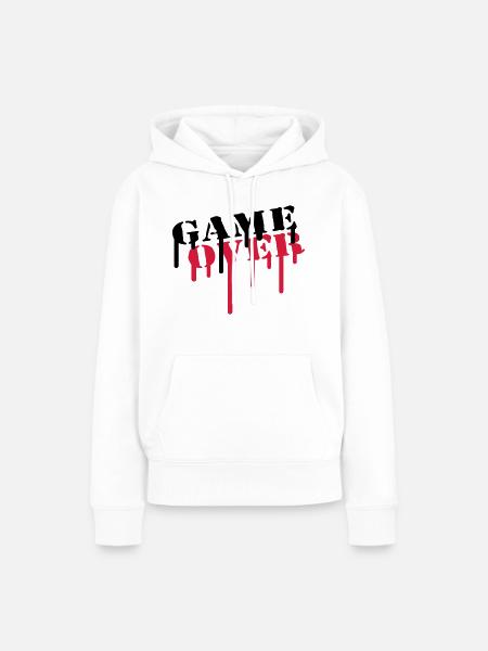 game_over - Frauen Premium Bio Hoodie - Weiß
