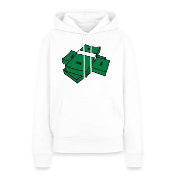 billets de banque - Sweat à capuche Premium bio Femme - blanc - Devant - Julia (174cm)