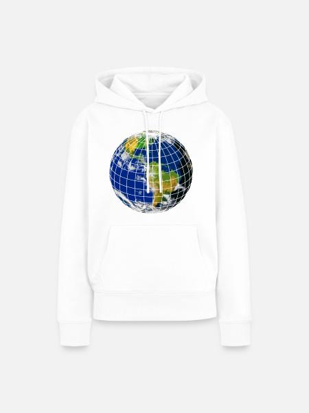 Weltkugel - Frauen Premium Bio Hoodie - Weiß