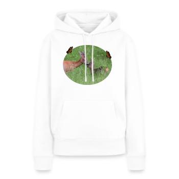 Animal shirt deer meadow with roe deer - Women’s Premium Organic Hoodie - white - Front - Julia (174cm)