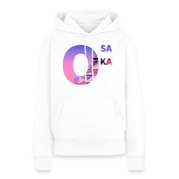 Osaka - Sweat à capuche Premium bio Femme - blanc - Devant - Julia (174cm)