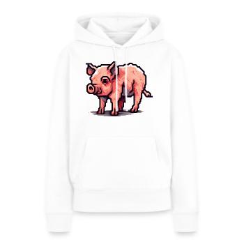 Cochon comme truie en pixel art 16 bits - Sweat à capuche Premium bio Femme - blanc - Devant - Julia (174cm)