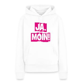 Ja Moin! - Guten Morgen - Nordsee - Ostsee - Anker - Frauen Premium Bio Hoodie - Weiß - Vorne - Julia (174cm)