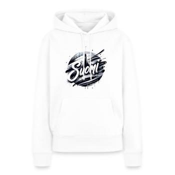 Suomi Finlande Finlande - Sweat à capuche Premium bio Femme - blanc - Devant - Julia (174cm)