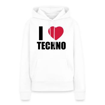 I LOVE TECHNO 2 - Sweat à capuche Premium bio Femme - blanc - Devant - Julia (174cm)
