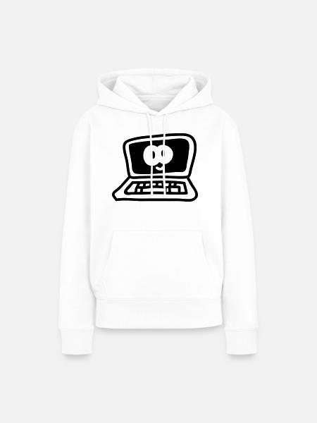 laptop - line - Frauen Premium Bio Hoodie - Weiß