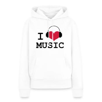 I Love Music ! - Sweat à capuche Premium bio Femme - blanc - Devant - Julia (174cm)
