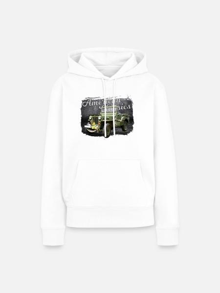 American Classics Willys Jeep Oldtimer - Frauen Premium Bio Hoodie - Weiß