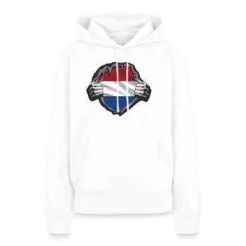Hollande - Sweat à capuche Premium bio Femme - blanc - Devant - Julia (174cm)