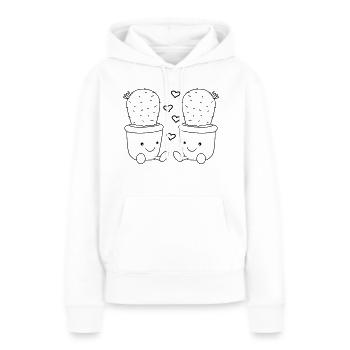 Verliebte Kakteen - Frauen Premium Bio Hoodie - Weiß - Vorne - Julia (174cm)