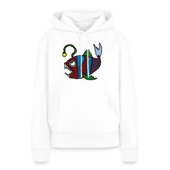 Anglerfisch - Frauen Premium Bio Hoodie - Weiß - Vorne - Julia (174cm)