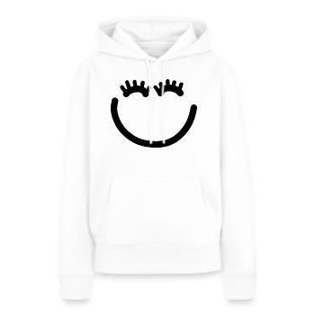 Visage heureux avec des cils - Sweat à capuche Premium bio Femme - blanc - Devant - Julia (174cm)