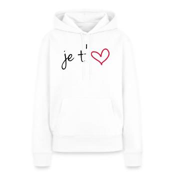 Je t'aime - Sweat à capuche Premium bio Femme - blanc - Devant - Julia (174cm)
