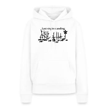 charger vierge debout / Dernière Vierge sur le - Sweat à capuche Premium bio Femme - blanc - Devant - Julia (174cm)