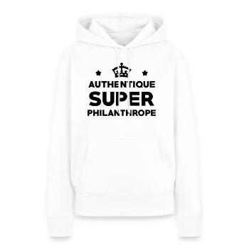 Philanthrope / Philanthropie / Association / - Sweat à capuche Premium bio Femme - blanc - Devant - Julia (174cm)