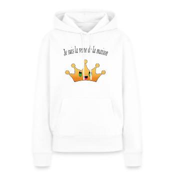 je suis la reine de la maison Couronne bronze - Sweat à capuche Premium bio Femme - blanc - Devant - Julia (174cm)