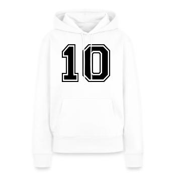 Numero 10 Équipe Foot baseball basket université - Sweat à capuche Premium bio Femme - blanc - Devant - Julia (174cm)