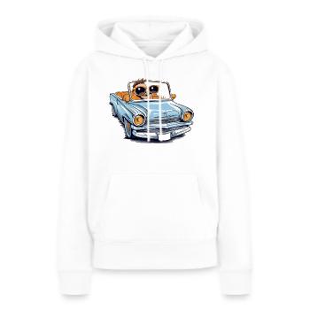 Marc en cabriolet - Sweat à capuche Premium bio Femme - blanc - Devant - Julia (174cm)