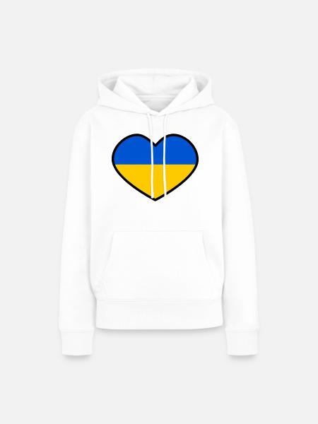 Ukrainisches Herz - Frauen Premium Bio Hoodie - Weiß