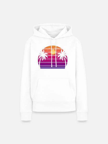 Sunset Flamingo Urlaub Palme - Frauen Premium Bio Hoodie - Weiß