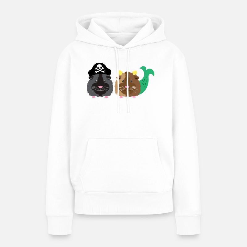 Cochon d’Inde à barbe noire avec cochon d’Inde sirène - Sweat à capuche Premium bio Femme - blanc