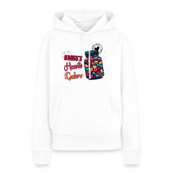 Pot de bonbons de coeurs - amoureux à gogo graphique - Sweat à capuche Premium bio Femme - blanc - Devant - Julia (174cm)