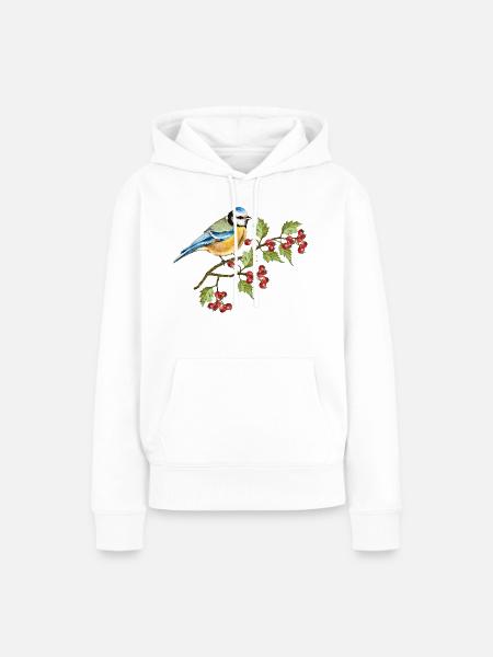 Bunter Vogel - Frauen Premium Bio Hoodie - Weiß