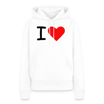 I heart - Frauen Premium Bio Hoodie - Weiß - Vorne - Julia (174cm)