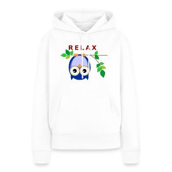 Eule - Relax - Frauen Premium Bio Hoodie - Weiß - Vorne - Julia (174cm)