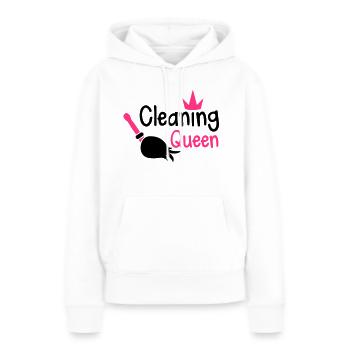Reinigung Königin mit einem Besen und einer - Frauen Premium Bio Hoodie - Weiß - Vorne - Julia (174cm)